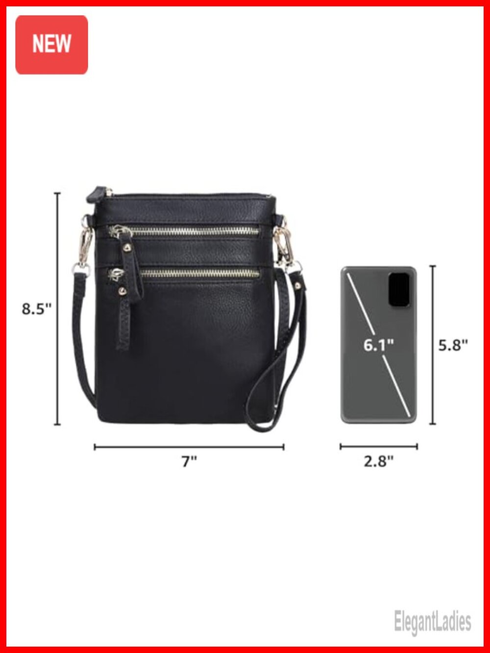 Small Crossbody Bag with Multiple Pockets Detachable Wristlet Faux Leather - Picture 2 of 6